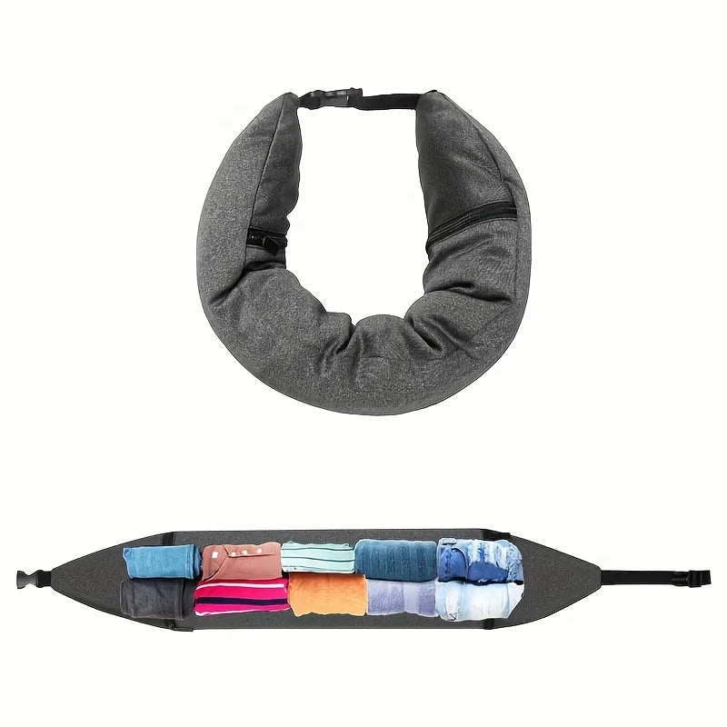 3-in-1 Travel Neck Pillow – Clothes Storage & Comfort