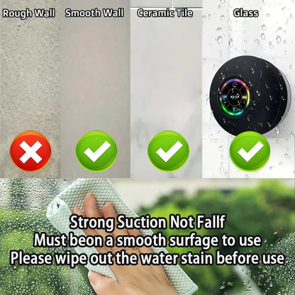 Waterproof Portable Bluetooth Speaker with LED & Suction Cup