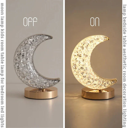 Enchanting 3D Moon Lamp - Elegant Crystal Touch Dimming Night Light for Girls' Bedroom Decor, USB-Operated LED Ambient Table Light