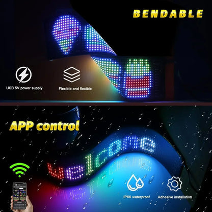 Flexible RGB LED Matrix Panel with Scrolling Text & Animation