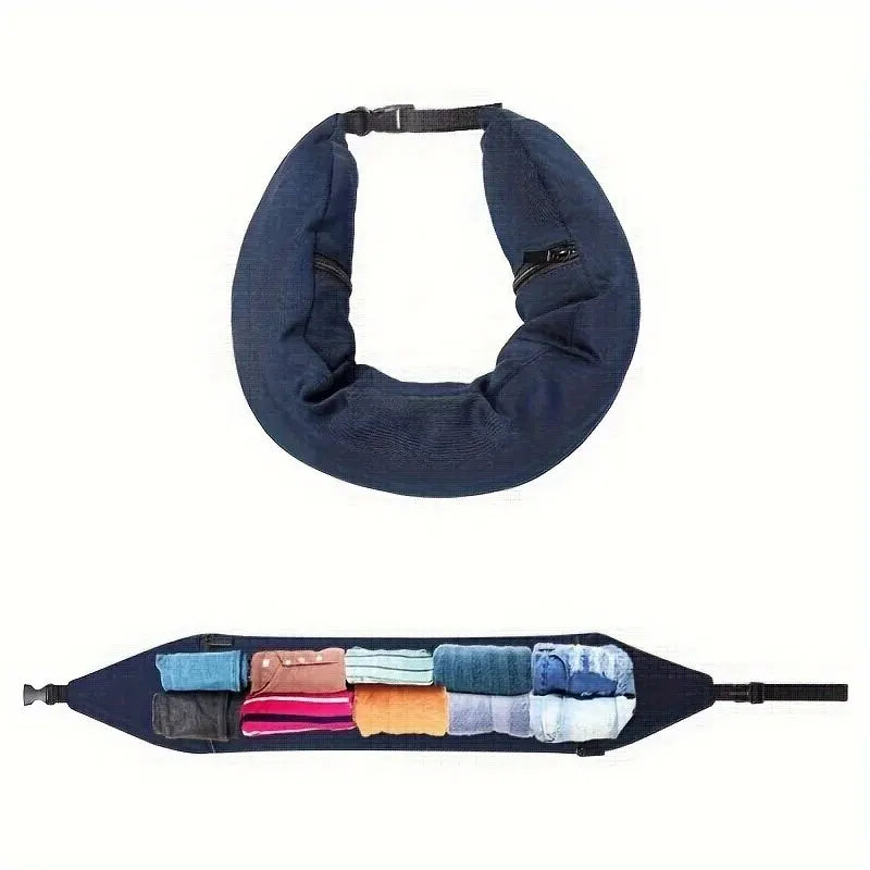 3-in-1 Travel Neck Pillow – Clothes Storage & Comfort