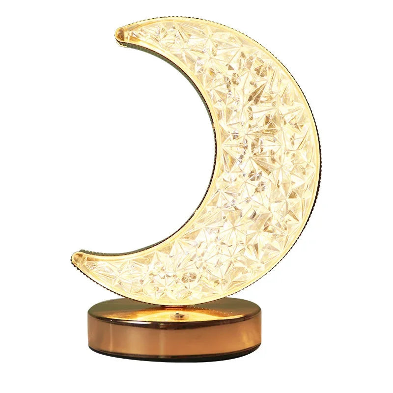 Enchanting 3D Moon Lamp - Elegant Crystal Touch Dimming Night Light for Girls' Bedroom Decor, USB-Operated LED Ambient Table Light