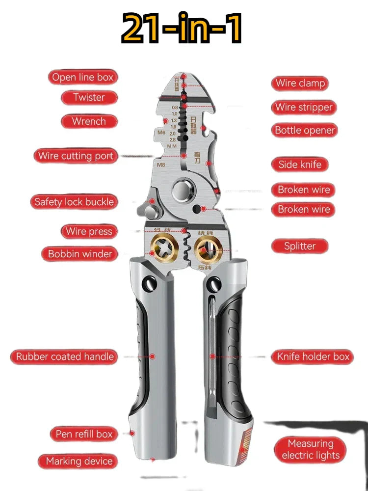 8-in-1 Super Easy Multi-Function Wire Stripping Pliers